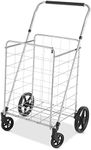 Whitmor Utility Cart with Adjustable Height Handle-Silver/Black