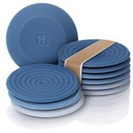 Set of 6 Silicone Coasters for Drinks - HOMKULA 10mm Thick, Blue Coasters for Coffee Table, Drink Coasters for Wooden Table, Rubber Coasters, Stain-Resistant, Non-Absorbent, Dishwasher Safe