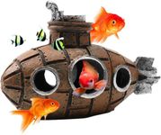 Kizzy Pets Submarine Aquarium Decoration Fish Tank Accessorie, Safe Fish Toy for Hideout Aquarium Ornament Hiding Cave Shelter (Size-Small)