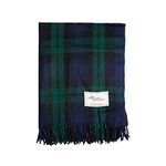 The Scotland Kilt Company Fringe Wool Scottish Tartan Knee Rug - Black Watch - Warm Cosy Shawl Picnic Travel Blanket - 36 x 59”