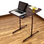 bi3 Table Dual Top Multipurpose Laptop Study Dinning Portable Table Strong Adjustable Height (Brown) (Metal)