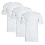 Sock Stack Pack of 3 Mens Plain Crew Neck T Shirts Multipack Work Summer Short Sleeve Slim Fit Breathable T-Shirt for Men, White XX Large