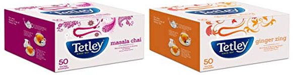Tetley Masala Tea, 100g (50 Tea Bags) + Tetley Flavour Tea Bags Ginger 50s (100gm)