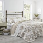 Laura Ashley Home - King Quilt Set, Reversible Cotton Bedding with Matching Shams, Lightweight Home Decor for All Seasons (Bedford Mocha, King)