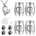 DiDiBirDi Small Cremation Urns for Ashes with Ashes Necklaces,Mini Urns for Human Ashes - 1 Necklaces for Human Ashes and 4 Piece Stainless Steel Funeral Small Ashes Keepsake for Men & Women