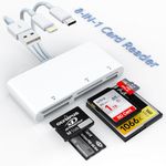 SD TF CF MS XD Picture Card Reader for iPhone/iPad/MacBook/Samsung - 5 in 1 Multi Memory Card Reader with Lightning+USB A+USB C SD Card Reader - Memory Stick pro Duo Adapter Plug and Play