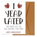 First Anniversary Card, Paper Happy Anniversary Card 1st Year Later Card with Envelope Happy One Year Card One Year for Girlfriend Boyfriend Wife Husband