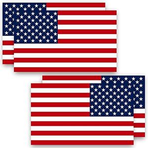 ANLEY 5" X 3" American US Flag Decal 4Pcs (2 FORWARD & 2 REVERSED) - Patriotic Stars Reflective Stripe USA Flag Car Stickers - Support US Military - 4 Pack Set