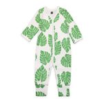 Kidbea 100% Cotton Rompers Sleepsuits Jumpsuit Night Suits for Infants Newborn Baby Boys & Girls (FB Romper Green Leaf 6-9 Months)