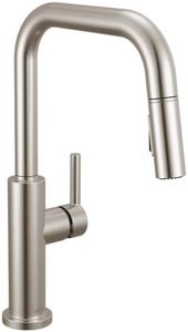 Delta Nicoli 19868LF-SS U-Spout Kitchen Faucet with Pull Down Sprayer, Single Hole Kitchen Faucet, in Stainless Steel