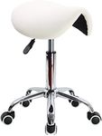 KKTONER Rolling Saddle Stool PU Lea