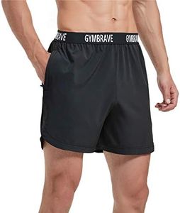 GymBrave Men's 5 Inches Athletic Running Shorts Lightweight Quick Dry Workout Training Short with Zip Pockets