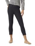 HUE Women's Ankle Slit Essential Denim Capri Leggings with Pockets, Black, Medium