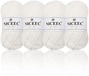 NICEEC 4 Skeins Soft Baby Yarn 100% Cotton Yarn for Crochet Knitting 4 Ply Yarn Blanket Yarn for DIY Craft Fingering Weight Yarn Total Length 4×175yds/4×50g-1#White