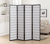 Roundhill Furniture 4 Panel Oriental Shoji Screen Room Divider, Black