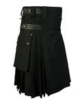 Z&N PRODUCTS Men's Black Cotton Utility Kilt (Adjustable), Fashion Sports Utility Kilt, Adjustable Leather Straps (38"-40")