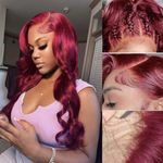 HEFABRIGHT 13x4 HD Lace Front Wigs Human Hair Pre Plucked 99j Burgundy Body Wave Lace Front Wigs Human Hair Glueless Lace Front Wigs Human Hair Wigs for Women with Baby Hair 150 Density 26 Inch