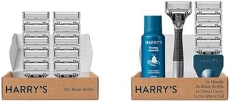 Harry's Razor Blades Refills - 10 count & Harry’s Razors for Men - 5 German-engineered 5-Blade Cartridges, Travel Cover, Shave Gel (Charcoal)