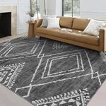 ReaLife Machine Washable Rug - Stain Resistant, Non-Shed - Eco-Friendly, Non-Slip, Family & Pet Friendly - Made from Premium Recycled Fibers - Moroccan Diamond - Gray, 3'x5'