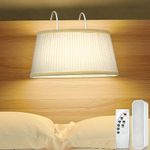 FINCMY Battery Operated Bed Reading Light, Eye Caring Headboard Reading Light with Adjustable Hook, Book Light for Reading in Bed, Bedtime Reading Lamp with Remote and 3 Color Modes