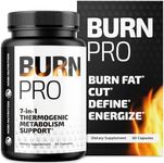 Burn Pro 7-in-1 Thermogenic Metabolism Booster | Weight Management Support Supplement with Appetite & Energy Support | Bloating Relief, Targeted Belly Toning & Keto Inducing | Slim, Trim & Tone | 60ct