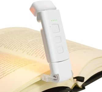 Romwish USB Rechargeable Book Reading Light, 3 Amber Colors & 5 Brightness Dimmable, Portable Clip on LED Reading Light, Long Lasting with Timer, Perfect for Book Lovers & Kids Read in Bed, White