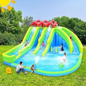 KUIKUI Inflatable Water Slide Bounce House, Water Inflatables for Kids Aged 3-6, 7 in 1 Bounce House Water Slide