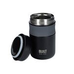 BUILT Food Flask, Vacuum Insulated Food Flask for Hot and Cold Foods, Double Wall Stainless Steel, 490ml, Black, 473, Professional