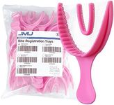 JMU 30 Pcs Full Arch Dental Impression Trays, Pink Disposable Bite Registration Trays with Plastic Rigid Frame and Non-Tear Mesh for Teeth Molds