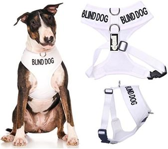 Blind Dog (Dog Has Limited/No Sight) White Color Coded Non-Pull Front and Back D Ring Padded and Waterproof Vest Dog Harness Prevents Accidents by Warning Others of Your Dog in Advance (L)