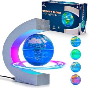 USA Toyz Gravity Globe Earth Ball and C Frame Set - Magnetic Levitating Globe Lamp with Multicolor LED Lights, Spinning Rotating Floating Globe for Desk, Stand Compatible Gravity Planets