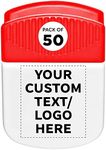 Custom Square Magnetic Clips Set of 50, Personalized Bulk Pack - Great for Office, School, Business, Tradeshows, Events - White Red