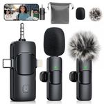 MENERESAS Mini Microphone for iPhone/Android: 3-in-1 Wireless Lavalier Microphone with Crystal Sound and Noise Reduction for Camera, Professional Video Recording, YouTube, TikTok