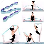 Stretching Strap with Loops for flexibility - Yoga, Pilates, Exercise and Physical Therapy - Elastic Fitness Resistance Bands Portable Home Gym Accessories Full Body Stretch - 11 Loops