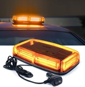 Xprite COB LED Amber Rooftop Strobe Beacon Lights w/Magnetic Base 19 Flashing Pattern, Safety Warning Caution Light for Emergency Construction Vehicles Snowplow Trucks Postal Mail Cars