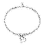 Trink Brand Two-Hearts Sterling Silver Beaded Charm Bracelet