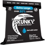 Skunky XL 82% Larger Disposable Rinse-Free Bathing Sponge Wipes, AS-SEEN-ON-TV, Cleans Without a Shower, Just Add Water, Lather, Scrub & Dry with No Sticky Residue, Gym, Elder Care, Kids & More