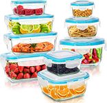 KICHLY 18-Pieces Glass Container Food Storage with Lids - Glass Meal Prep Containers with Transparent Lids Glass Airtight Food Storage Container - BPA Free and FDA Approved (9 Containers and 9 Lids)