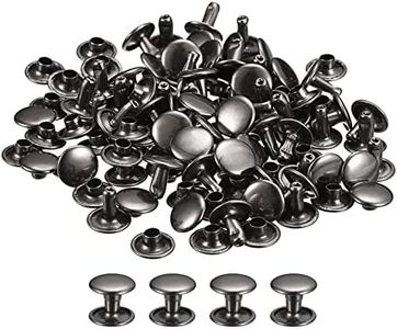 uxcell 100 Sets Leather Rivets, 9mm Double Cap Rivets 8mm Height Metal Studs Rivet for Leather Craft Repair DIY Purse Belts Bags Shoes, Gun-Black