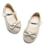 Kiderence Little Toddler Girls Dress Shoes Ballerina Ballet Flats Kids Gold Mary Janes Size 9