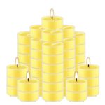 pliadvbu 50 Pcs Citronella Tealight Candles in Clear Cup, Summer Yellow, Outdoor and Indoor Citronella Candle for Balcony, Garden, Porch Patio, 4 Hour Burn Time, HJK5464