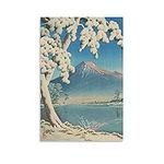 Japanese Art Ukiyo-e Snow On Mt. Fu