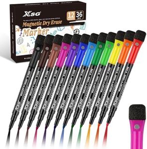 ABEIER Rotuladores para pizarra blanca, rotuladores para pizarra blanca con imanes de esponja, marcadores de borrado en seco, se pueden limpiar en seco, punta redonda de 1 – 2 mm, perfecto para el