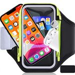 6.8'' Running Phone Holder with Earphone Bag, RAZOBWS Phone Holder for Running Armband Accessories for iPhone 15 14 13 12 11 Plus Pro Max Galaxy S20-S24 Waterproof Arm band Belt with Car Key Pocket