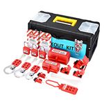HOLULO Lockout Tagout Kit, Safety Lockout Padlock, 10 Lockout Tag, 4 Safety Padlock,4 Lockout Hasp,5 Breaker Lockout, 2 Plug Lockout,Tool Box, Plastic Buckle