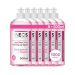 INEOS Next-Gen 2in1 Washing Up Liquid, 3L (500ml x 6), 1000 Sinkfuls, Dishwashing + Handwashing, Plant Powered, Pink Grapefruit + Tangelo, Packaging May Vary