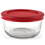 Anchor Hocking Classic Glass Food Storage Containers with Lids, Red, 1 Cup (Set of 4)