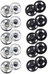 JOSDIOX 100 Sets Sew-on Snap Buttons Metal Snap Fastener Buttons Sewing Press Button for Clothing, Black and Silvery(10mm)