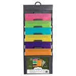 Samsill Cascading Wall File Organizer, Classrom Organization and Storage, 6 Removable Poly Hanging File Folders, Command Center Wall Organizer, Gray with Assorted Fashion Color Folders