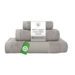 Delilah Home 100% Organic Bath Towels Set | Thick, Ultra-Soft, & Absorbent Turkish Cotton Towels | Uncompromising Quality/Durability | Eco-Friendly & Vegan (13x13, 16x30, 30x54) | Pack of 3, Natural